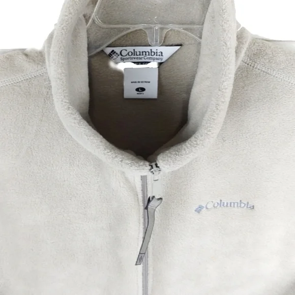 Columbia Men's L Taupe Fleece Full Zip Winter Warm Vest - Picture 3 of 9